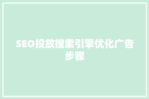SEO投放搜索引擎优化广告步骤