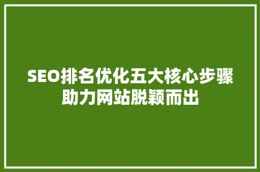 SEO排名优化五大核心步骤助力网站脱颖而出
