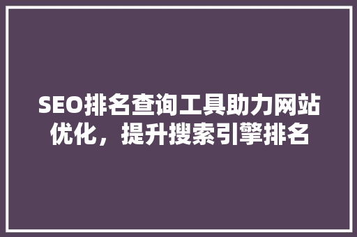 SEO排名查询工具助力网站优化，提升搜索引擎排名