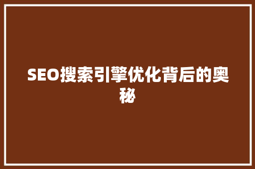 SEO搜索引擎优化背后的奥秘