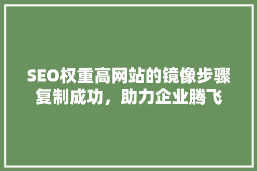 SEO权重高网站的镜像步骤复制成功，助力企业腾飞