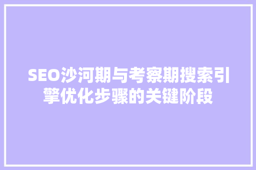 SEO沙河期与考察期搜索引擎优化步骤的关键阶段  第1张