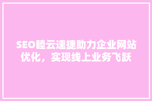 SEO睦云速捷助力企业网站优化，实现线上业务飞跃