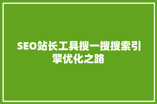 SEO站长工具搜一搜搜索引擎优化之路