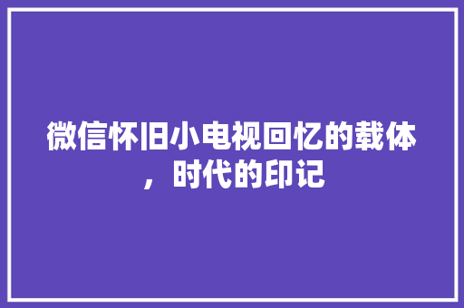微信怀旧小电视回忆的载体，时代的印记