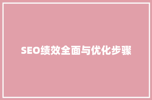 SEO绩效全面与优化步骤