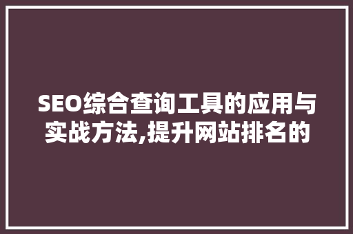SEO综合查询工具的应用与实战方法,提升网站排名的利器