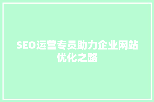 SEO运营专员助力企业网站优化之路