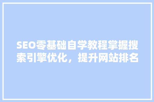 SEO零基础自学教程掌握搜索引擎优化，提升网站排名与流量