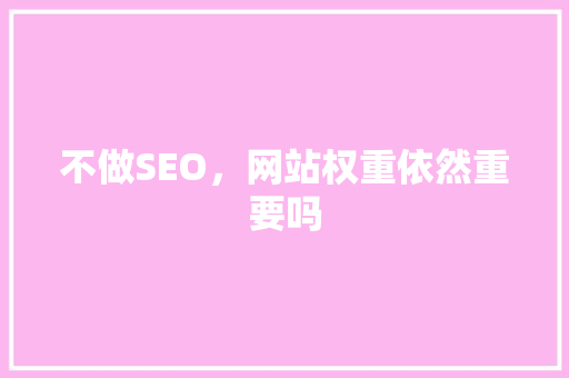 不做SEO，网站权重依然重要吗