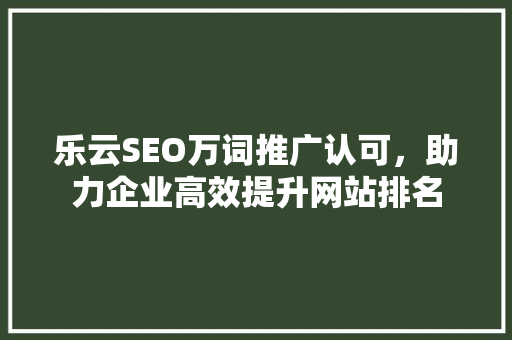 乐云SEO万词推广认可，助力企业高效提升网站排名