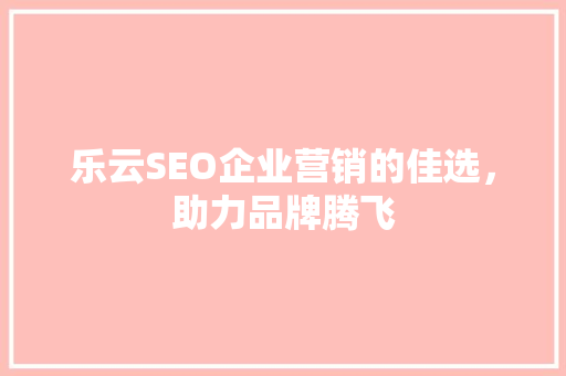 乐云SEO企业营销的佳选，助力品牌腾飞