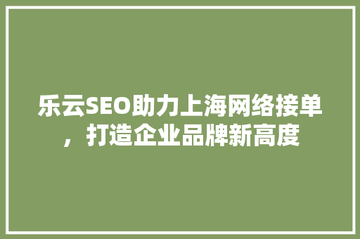 乐云SEO助力上海网络接单，打造企业品牌新高度