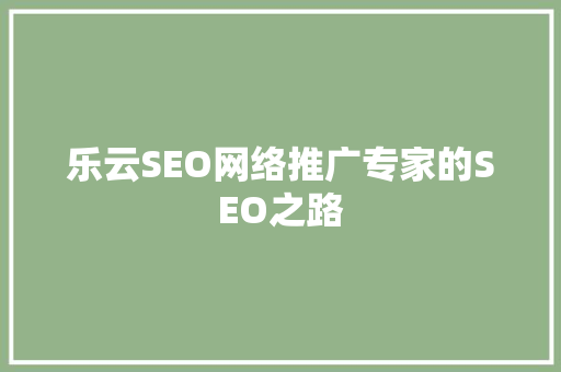 乐云SEO网络推广专家的SEO之路