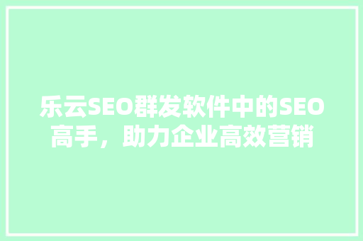 乐云SEO群发软件中的SEO高手，助力企业高效营销