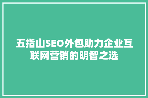 五指山SEO外包助力企业互联网营销的明智之选