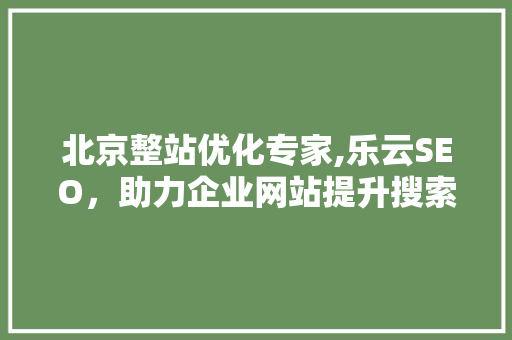 北京整站优化专家,乐云SEO，助力企业网站提升搜索引擎排名