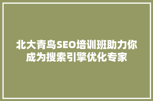 北大青鸟SEO培训班助力你成为搜索引擎优化专家