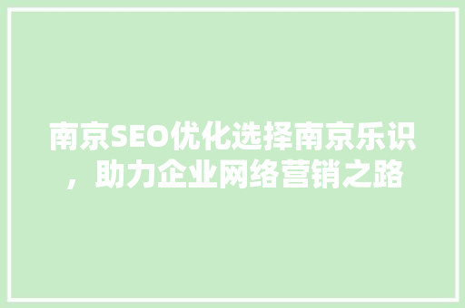 南京SEO优化选择南京乐识，助力企业网络营销之路  第1张