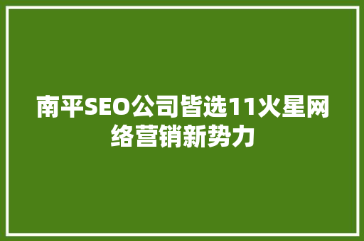 南平SEO公司皆选11火星网络营销新势力  第1张