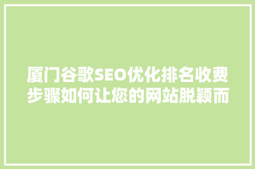 厦门谷歌SEO优化排名收费步骤如何让您的网站脱颖而出