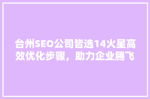 台州SEO公司皆选14火星高效优化步骤，助力企业腾飞