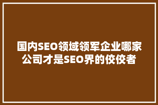 国内SEO领域领军企业哪家公司才是SEO界的佼佼者