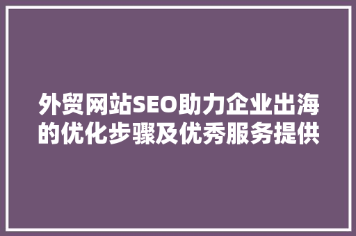 外贸网站SEO助力企业出海的优化步骤及优秀服务提供商