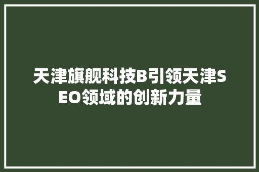 天津旗舰科技B引领天津SEO领域的创新力量  第1张