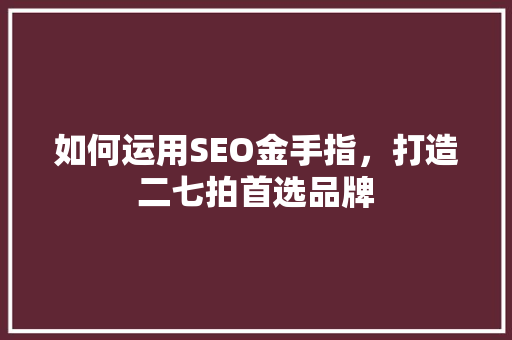 如何运用SEO金手指，打造二七拍首选品牌