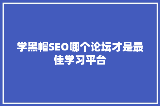学黑帽SEO哪个论坛才是最佳学习平台