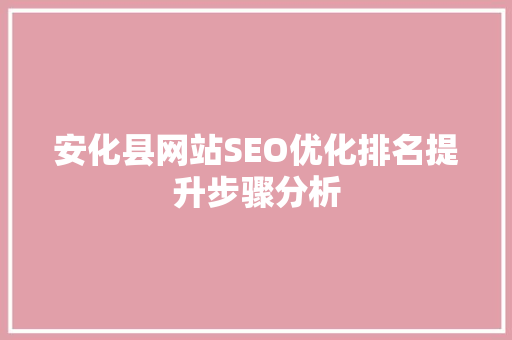 安化县网站SEO优化排名提升步骤分析