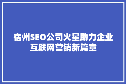 宿州SEO公司火星助力企业互联网营销新篇章  第1张