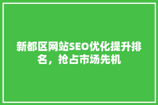 新都区网站SEO优化提升排名，抢占市场先机