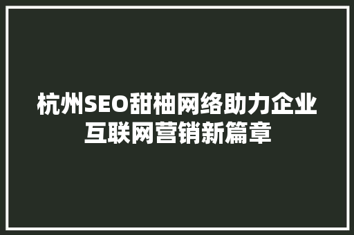 杭州SEO甜柚网络助力企业互联网营销新篇章  第1张