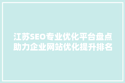 江苏SEO专业优化平台盘点助力企业网站优化提升排名