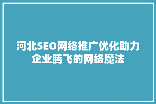 河北SEO网络推广优化助力企业腾飞的网络魔法  第1张