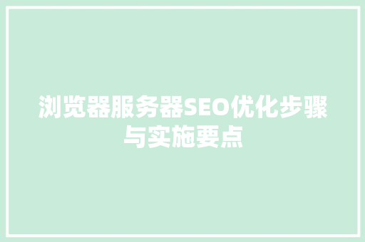 浏览器服务器SEO优化步骤与实施要点