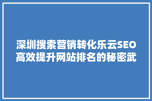 深圳搜索营销转化乐云SEO高效提升网站排名的秘密武器