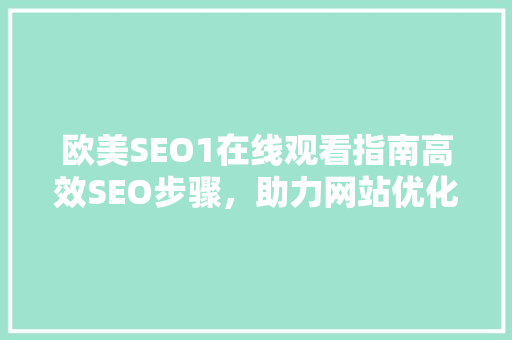 欧美SEO1在线观看指南高效SEO步骤，助力网站优化