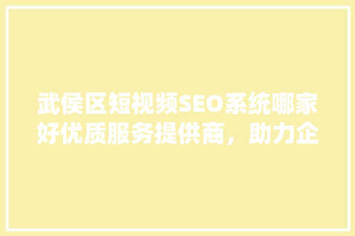 武侯区短视频SEO系统哪家好优质服务提供商，助力企业短视频营销
