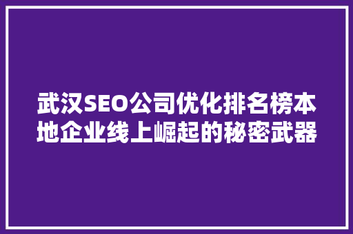 武汉SEO公司优化排名榜本地企业线上崛起的秘密武器  第1张