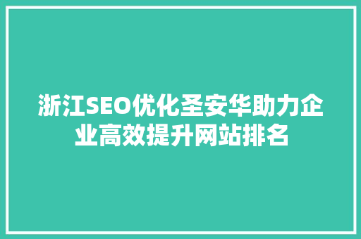 浙江SEO优化圣安华助力企业高效提升网站排名