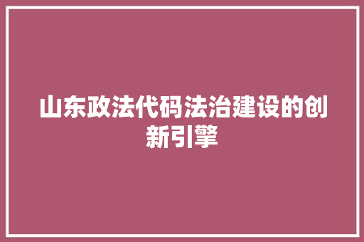 山东政法代码法治建设的创新引擎