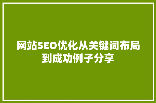 网站SEO优化从关键词布局到成功例子分享