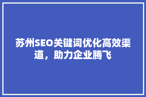 苏州SEO关键词优化高效渠道，助力企业腾飞