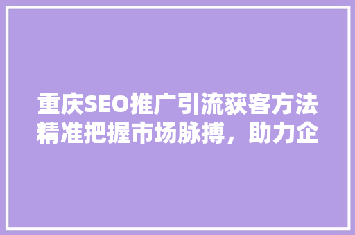重庆SEO推广引流获客方法精准把握市场脉搏，助力企业腾飞