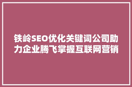 铁岭SEO优化关键词公司助力企业腾飞掌握互联网营销的金钥匙