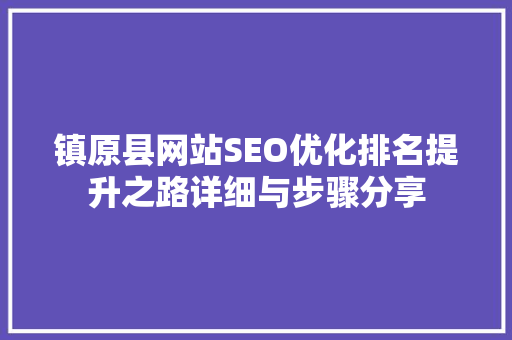 镇原县网站SEO优化排名提升之路详细与步骤分享