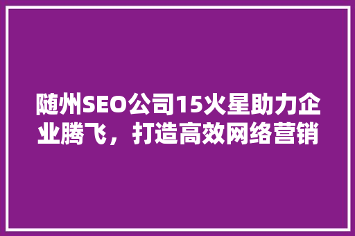 随州SEO公司15火星助力企业腾飞，打造高效网络营销步骤
